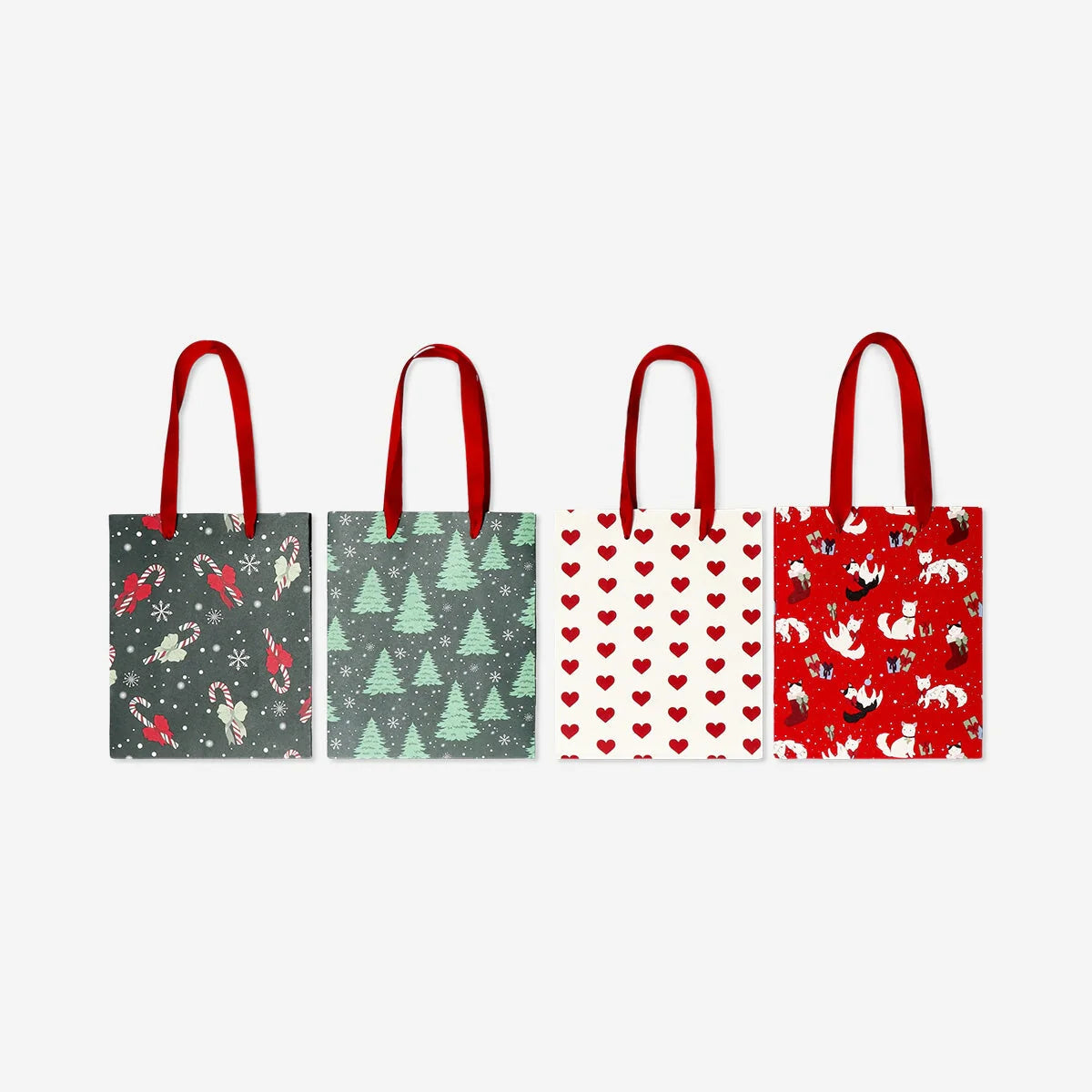 Set of gift bags with Christmas patterns - 4 pcs